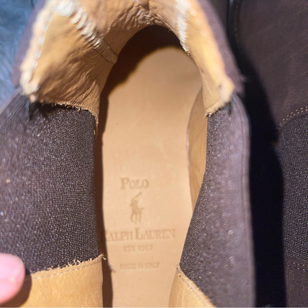 Polo Ralph Lauren Brown Calf Suede Chelsea Ankle Boots Made In Italy Sz 9.5D Men - Picture 4 of 14